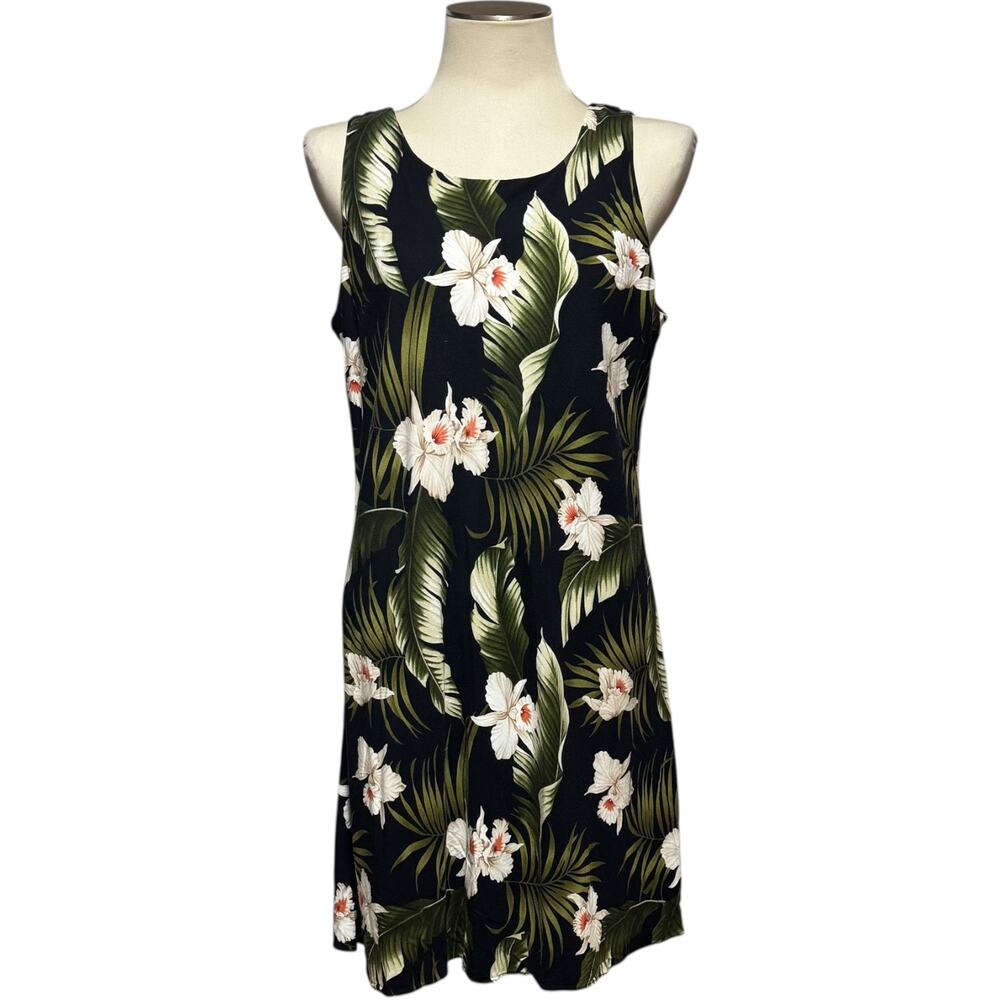 Paradise Bay Made in Hawaii Sleeveless Shift Dress Black Tropical XL
